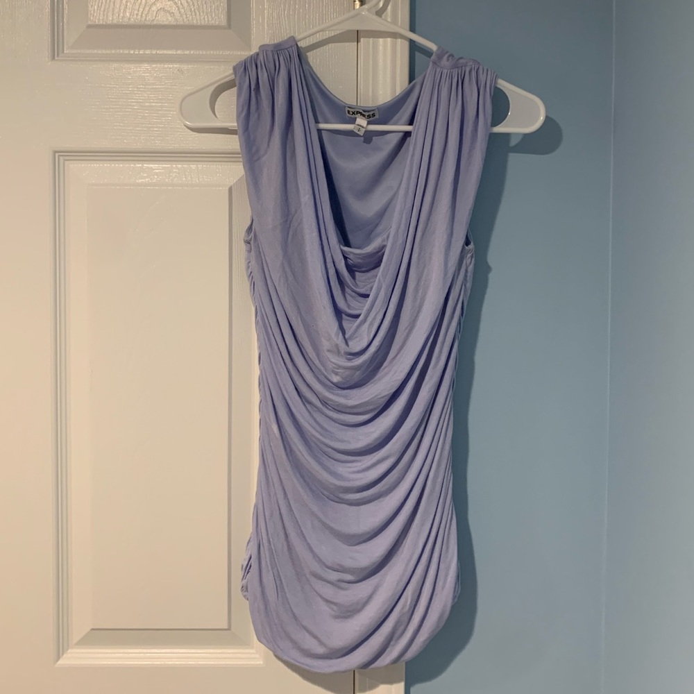 Express Blue Ruched Cowl top